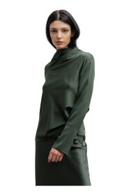 Jedwabna bluzka Ayumi w kolorze zielonym armii