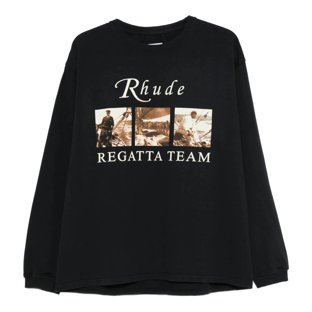 Rhude Men's Black T-Shirts And Polos - Long Sleeve T-Shirts - M - Tops