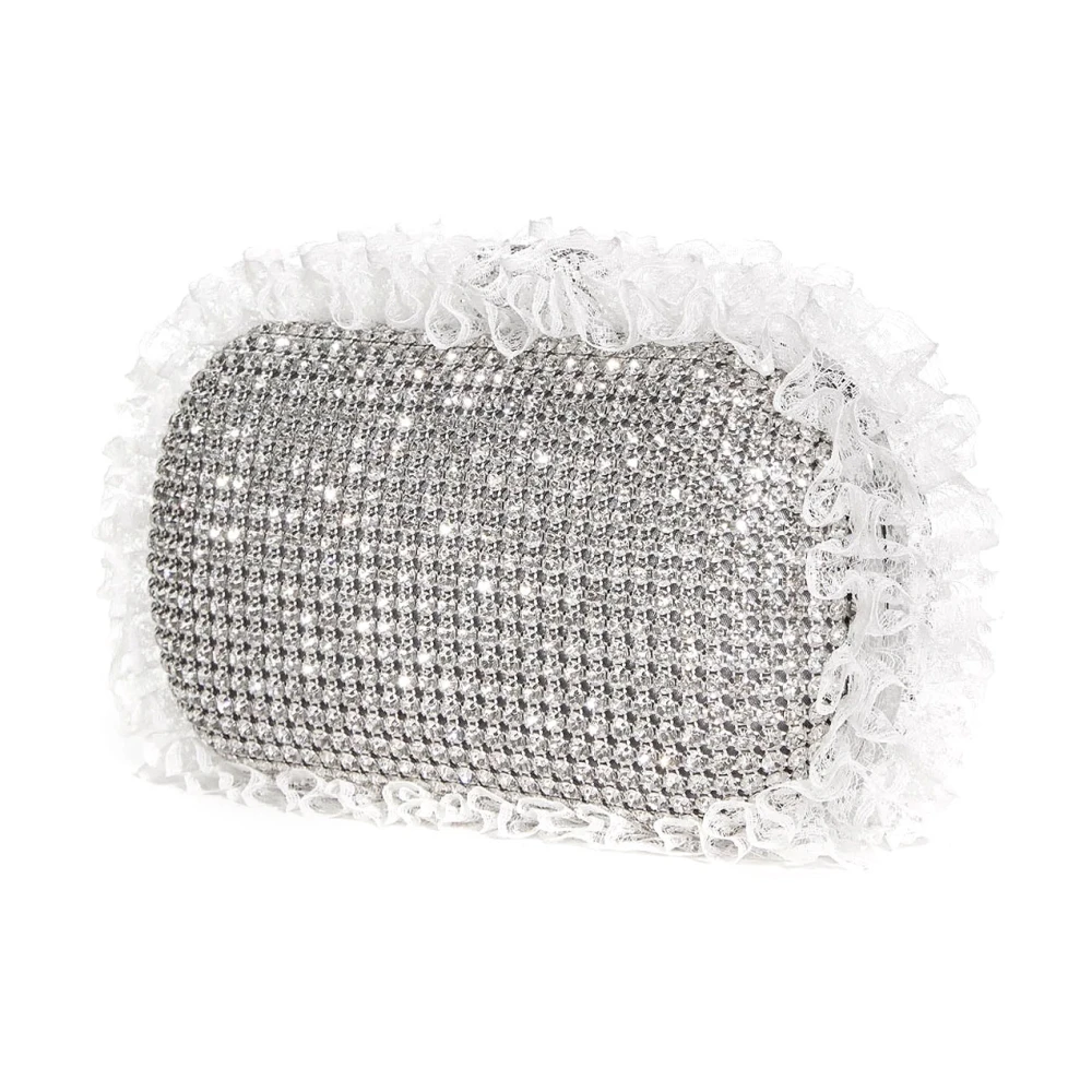 Self Portrait Rhinestone Residency Clutch met Band Gray Dames