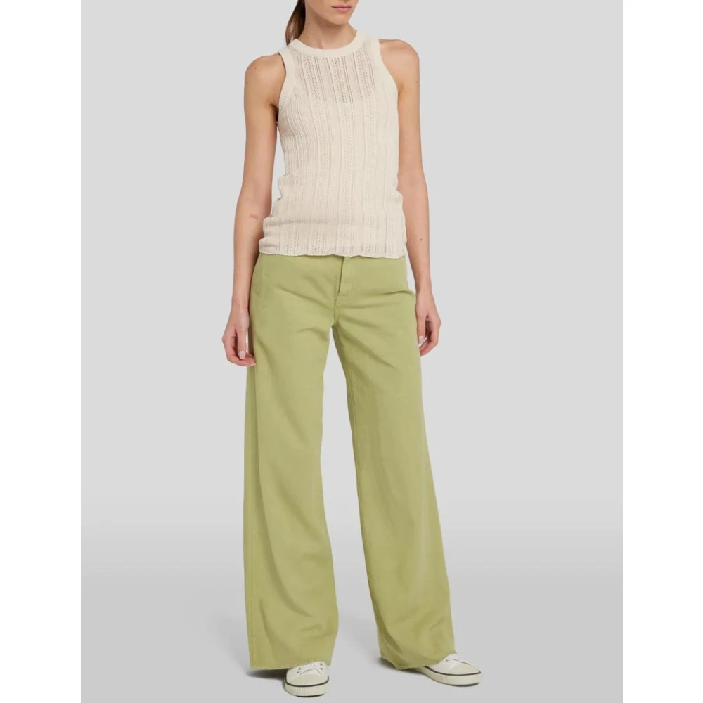 7 For All Mankind Wijde Broek Zomerse Stijl Green Dames