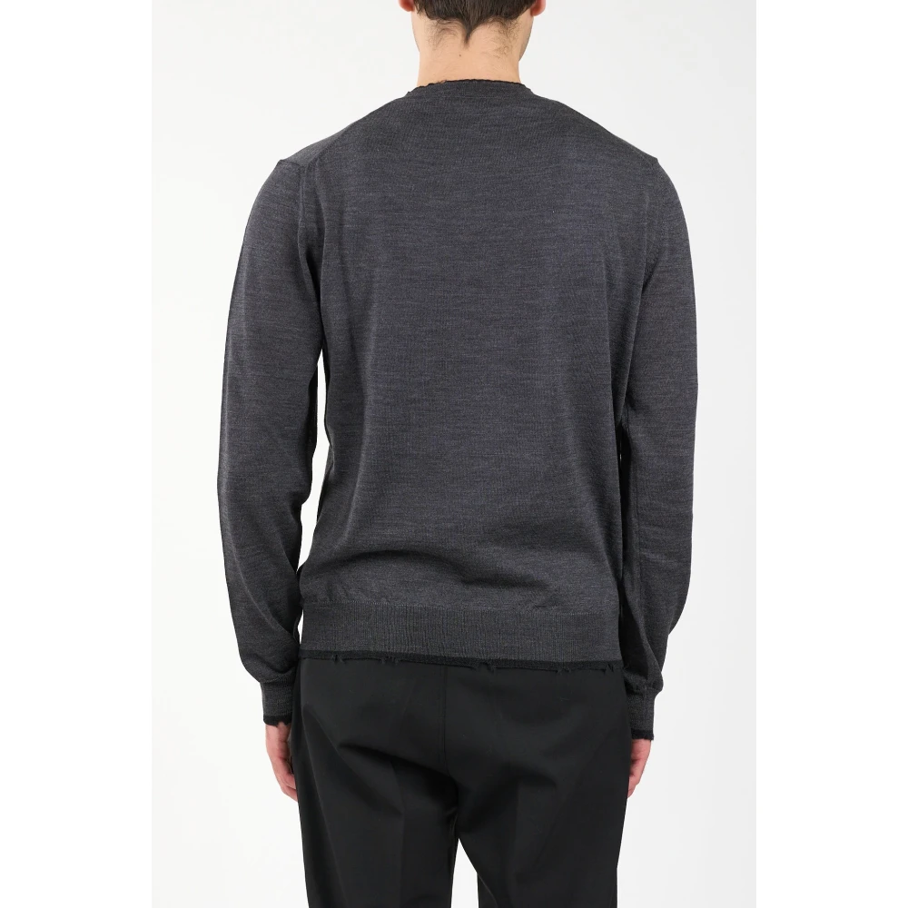 Mauro Grifoni Wollen trui met ribdetails Gray Heren