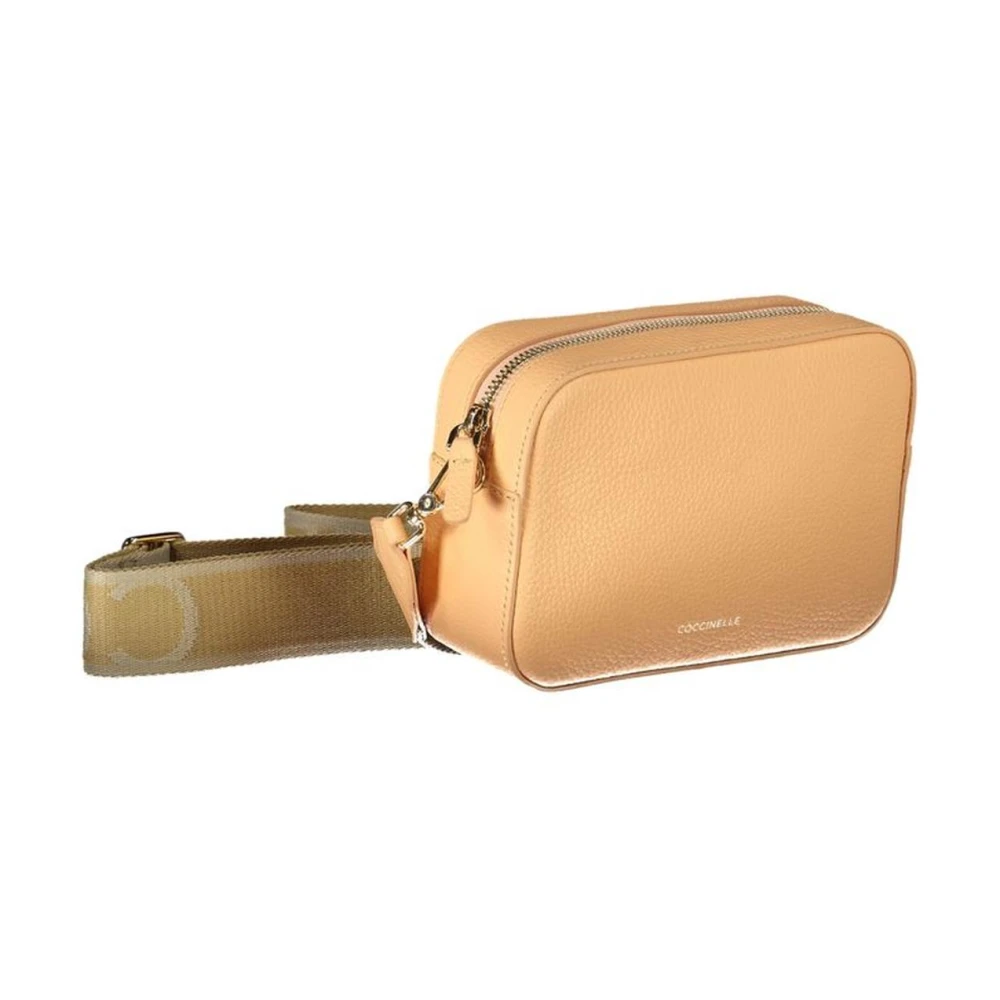 Coccinelle Oranje Leren Handtas met Logo Rits Orange Dames