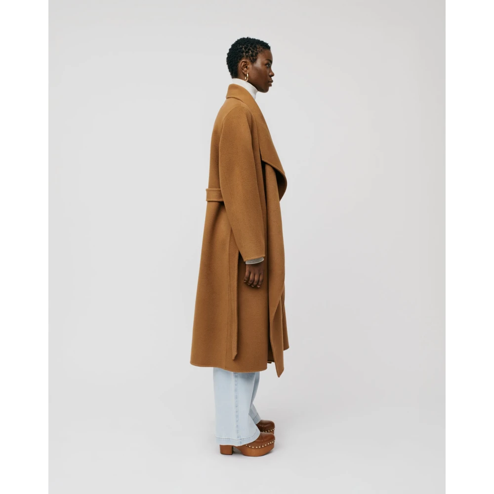 IVY OAK Minimalistische Wollen Jas met Grote Revers Brown Dames