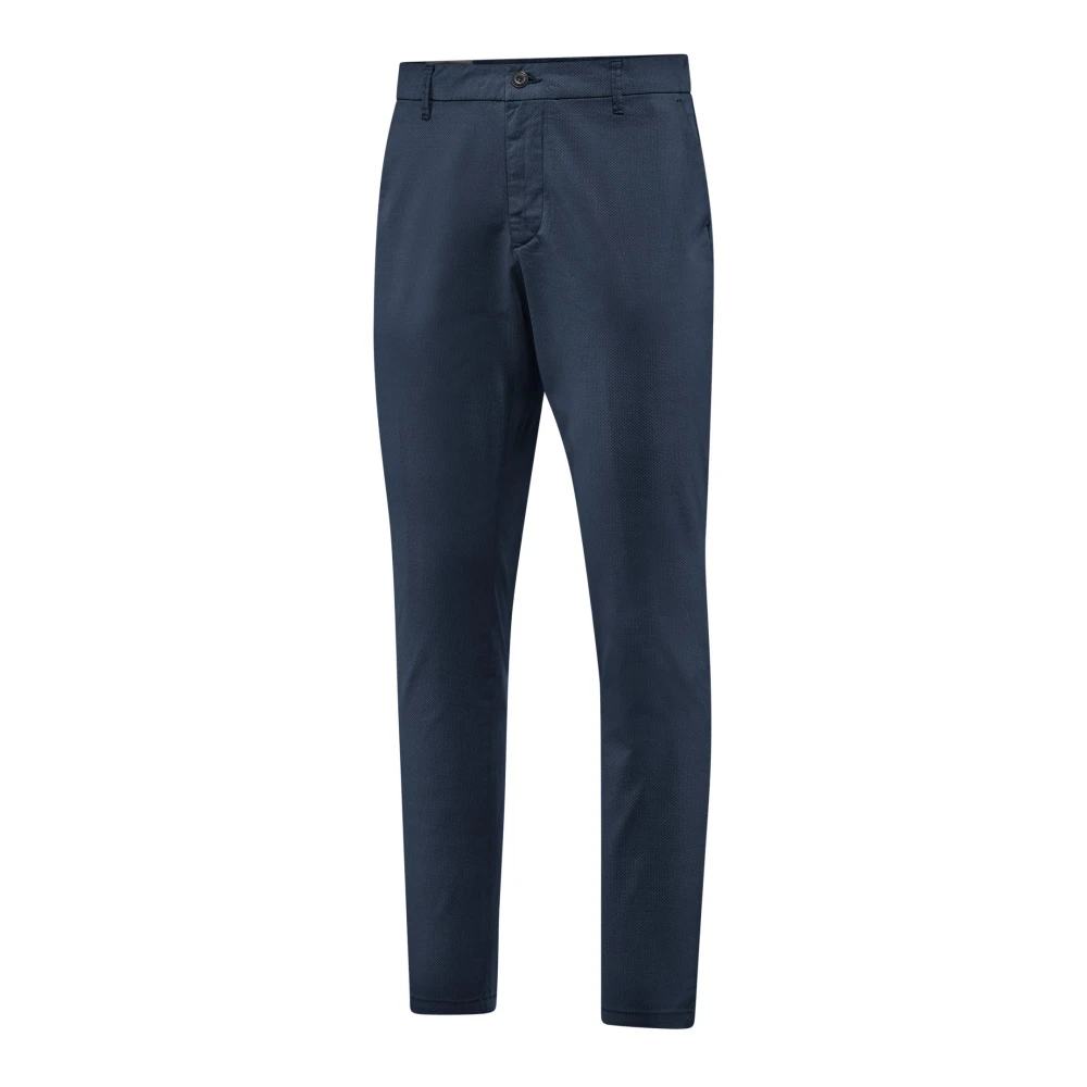 BomBoogie Chino broek in katoen satijn met microprint Blue Heren