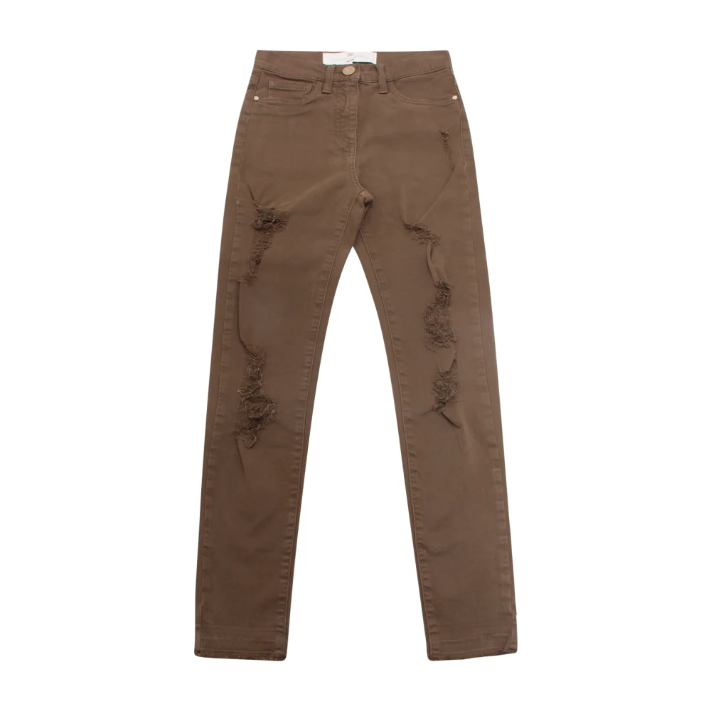 Elisabetta Franchi Brown Slim Fit Jeans, Female, W25, Distressed Skinny Leg Ankle Trousers