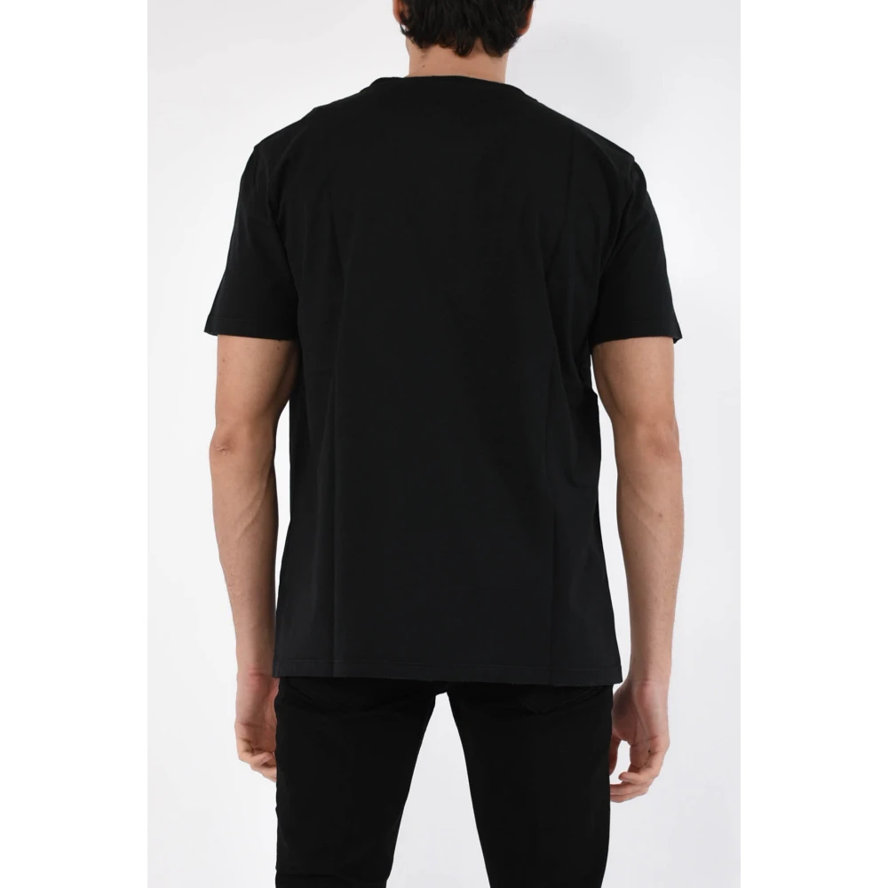 Dondup Jersey T-shirt met voor- en achterprint Black Heren