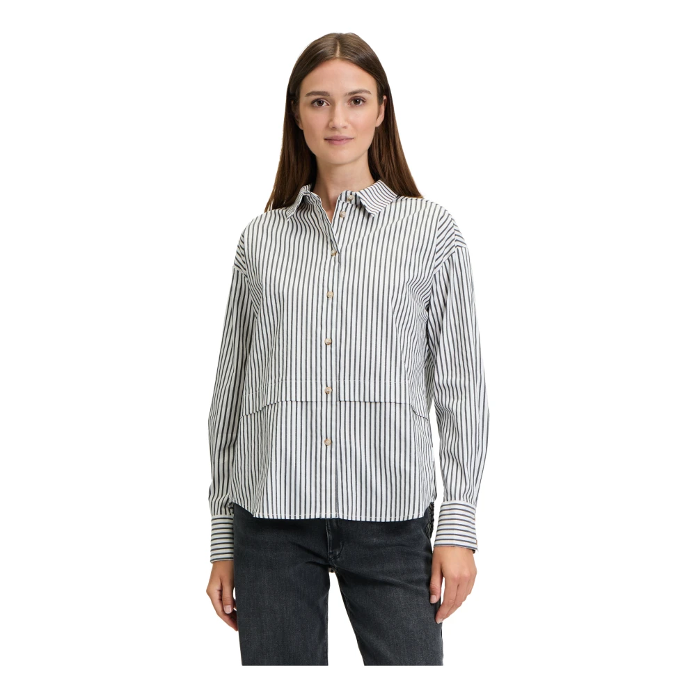 Betty & Co Gestreepte Overhemdblouse White Dames