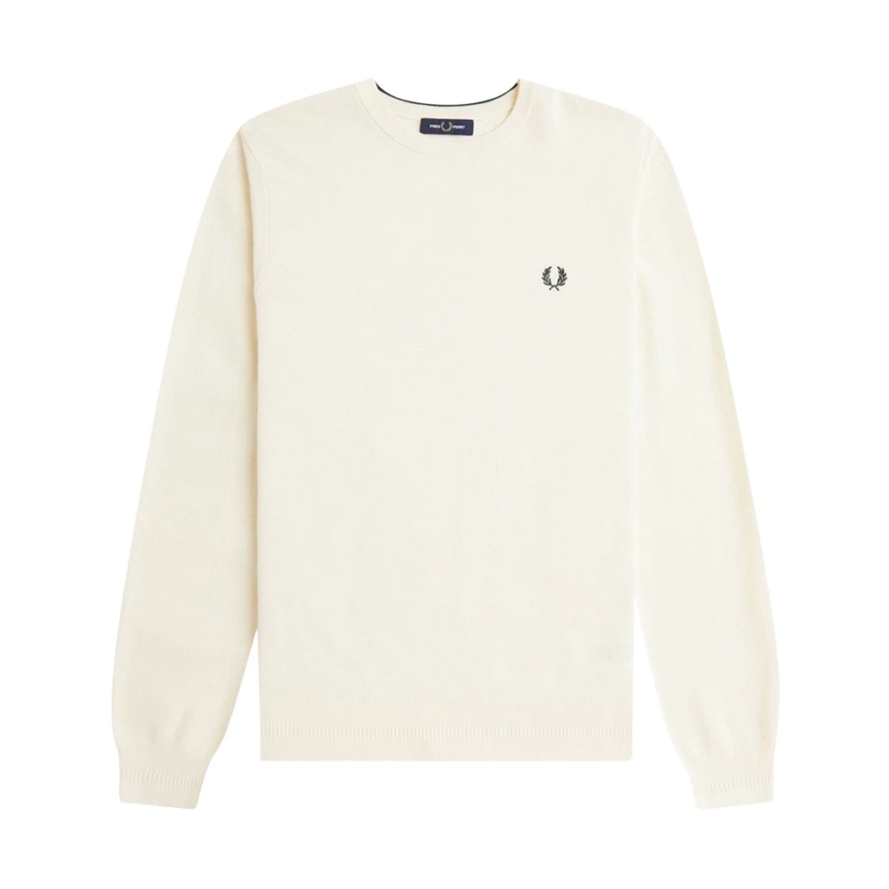 Fred Perry Men's Beige Pique Stitch Jumper - Round-Neck Knitwear - S - Knitwear
