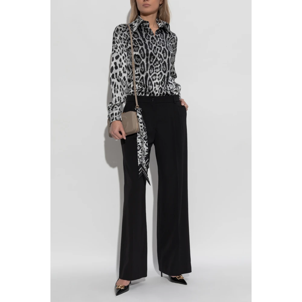 Dolce & Gabbana Zijden shirt met dierenmotief Gray Dames