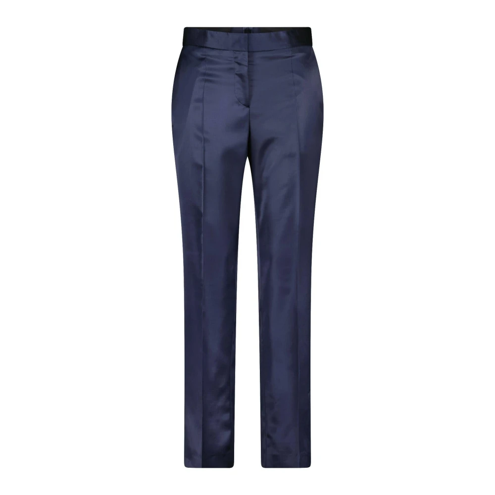 PS By Paul Smith Satin Wol Straight Leg Broek Blue Dames
