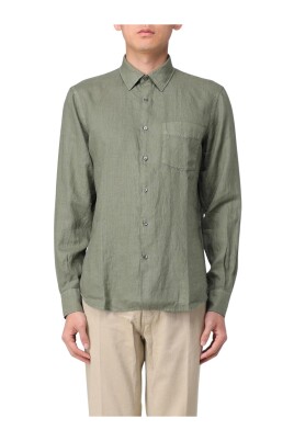 chemise-en-lin-vert-a-manches-longues-homme
