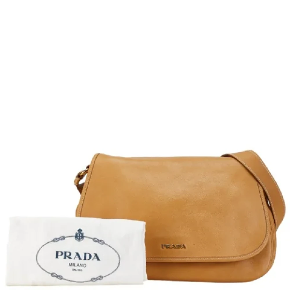 Prada Vintage Pre-owned Leather shoulder-bags Beige Dames