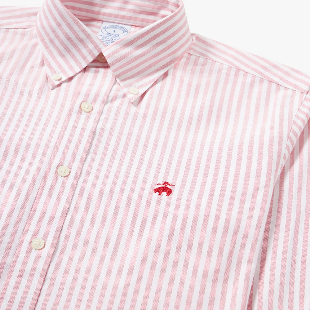 Brooks Brothers Regular Fit Non-Iron Stretch Katoenen Casual Overhemd Red Heren