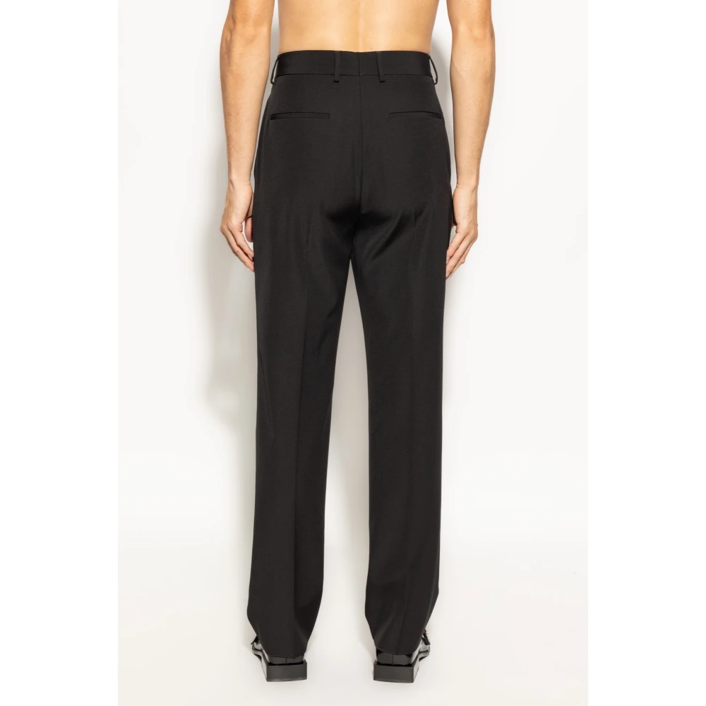 Salvatore Ferragamo Wollen broek met vouw Black Heren