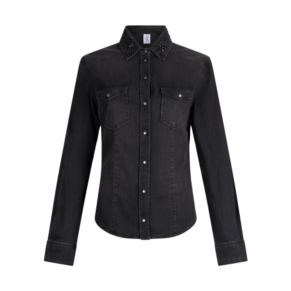 Liu Jo Vrouw Zwart Camicia In Denim Con Strass