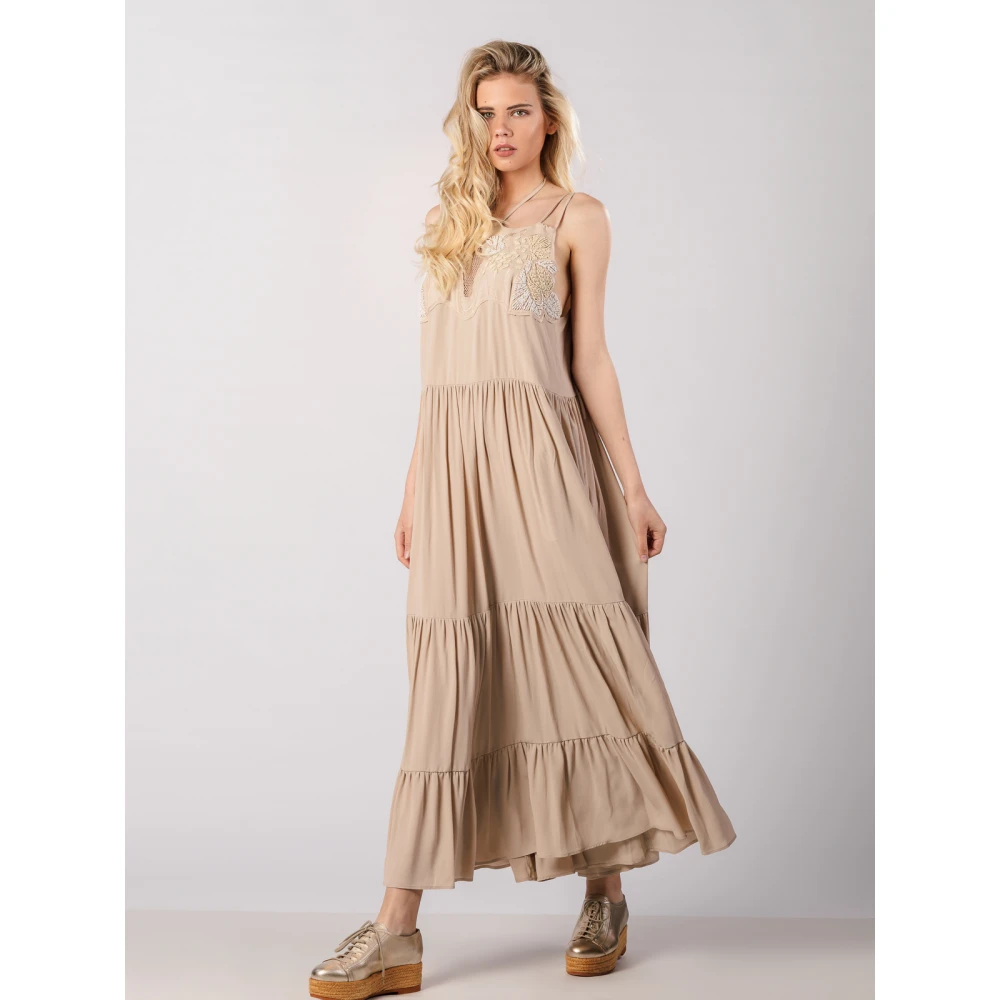 Beatrice .b Geborduurde lijfje gelaagde jurk Beige Dames