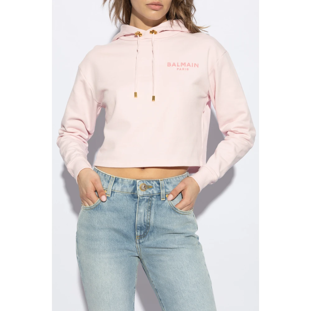 Balmain Sweatshirt met logo Pink Dames