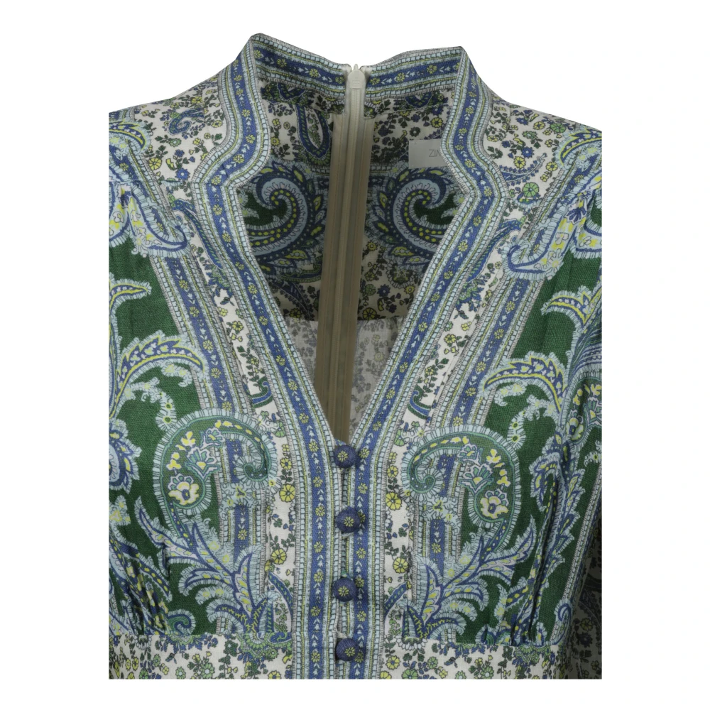Zimmermann Plunge Midi Jurk Green Dames