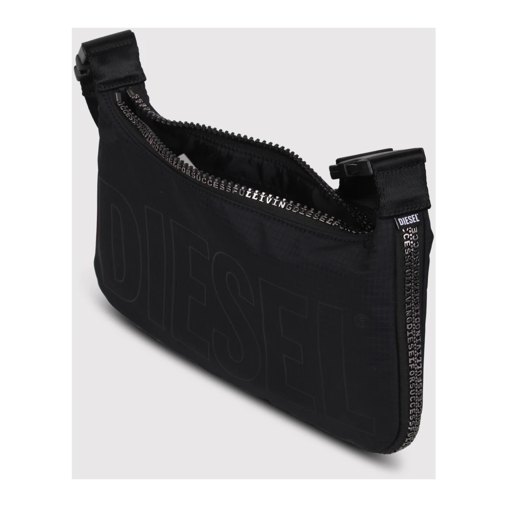 Diesel Schoudertas met gridmotief en logo Black Dames