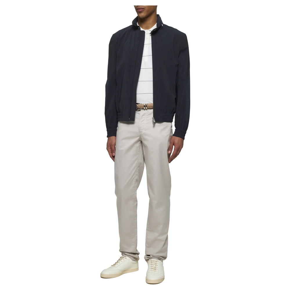 BRUNELLO CUCINELLI Blauwe Katoenen Jas met Opstaande Kraag Blue Heren