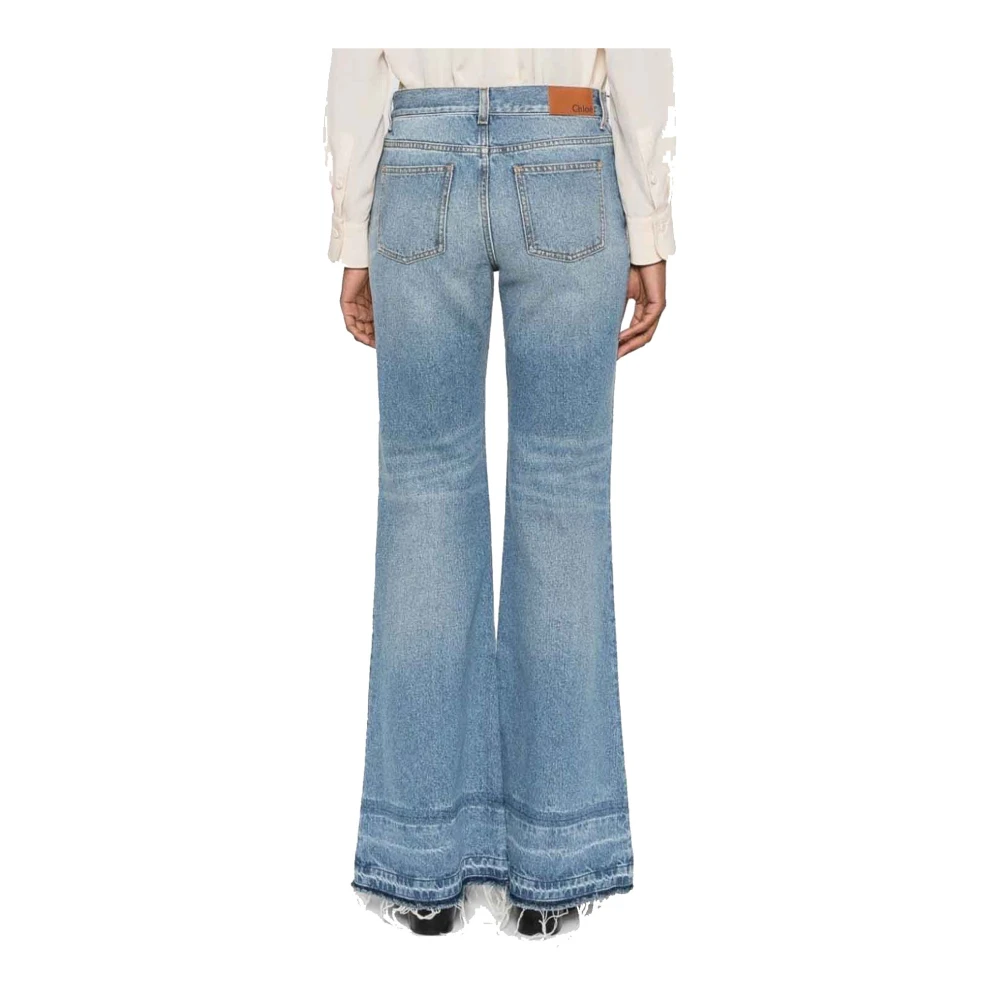 Chloé Bootcut Jeans met Franje Afwerking Blue Dames