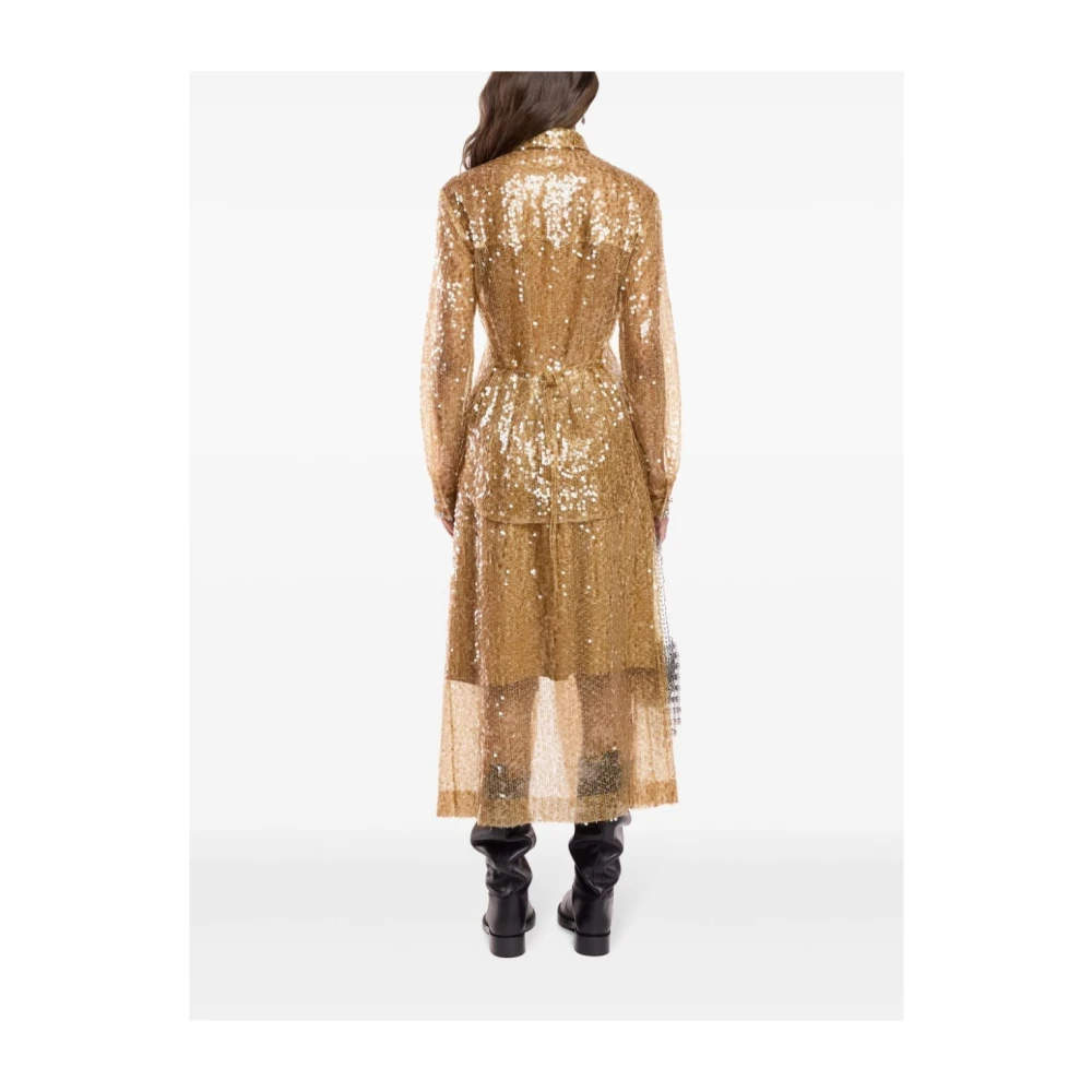 Paco Rabanne Bruine Paillet Mesh Midi Rok Yellow Dames