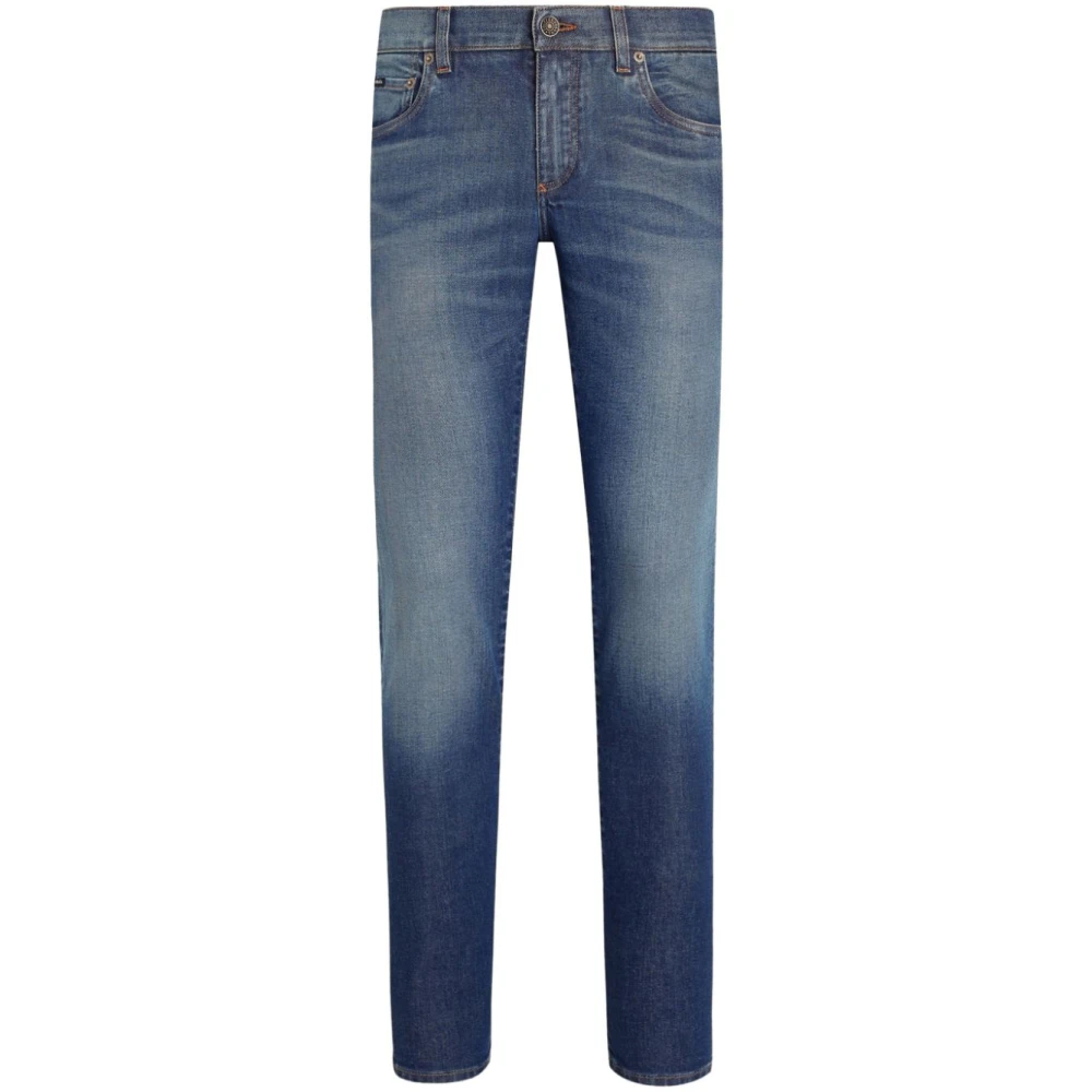 Dolce & Gabbana Indigo Logo Detail Jeans Blue Heren