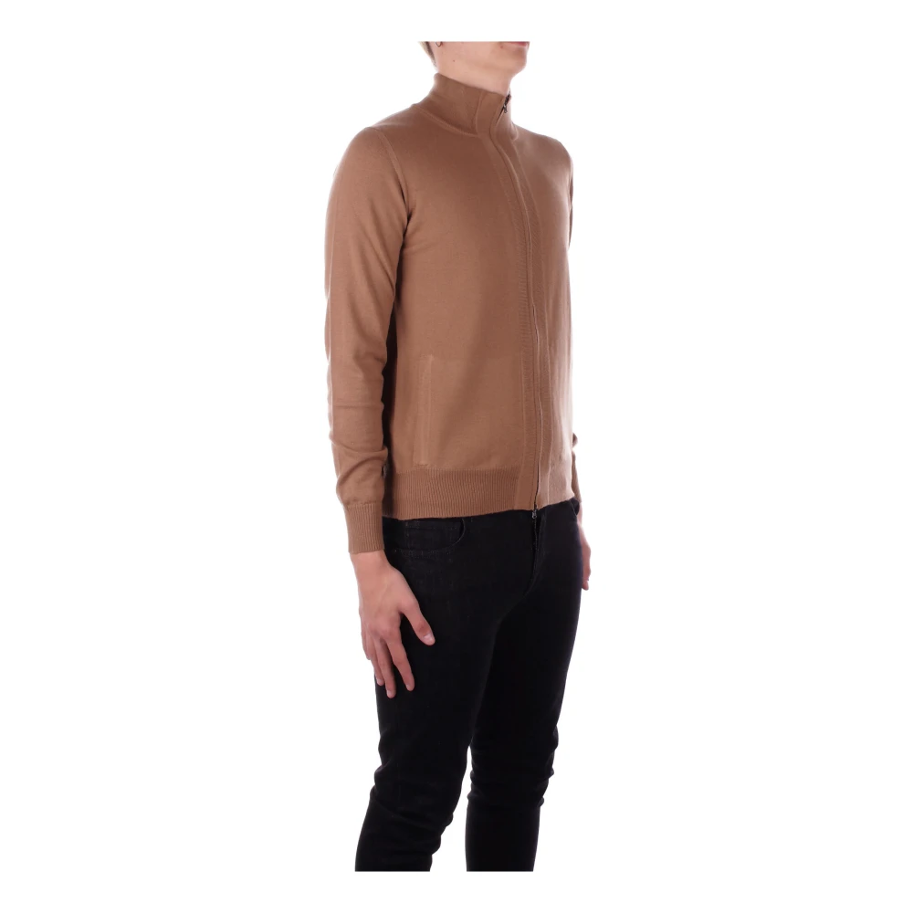 Alpha Studio Witte Sweater met Dubbele Ritszakken Brown Heren