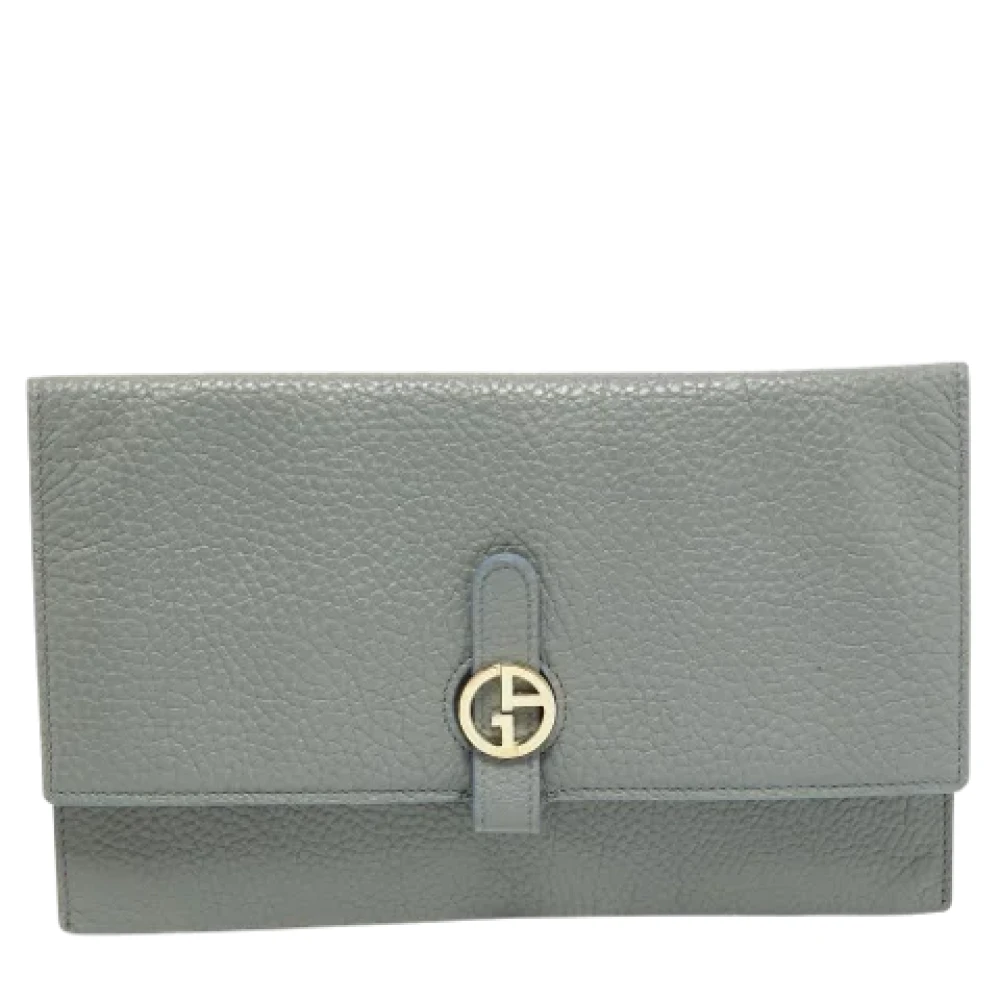 Armani Pre-owned Leather clutches Gray Dames