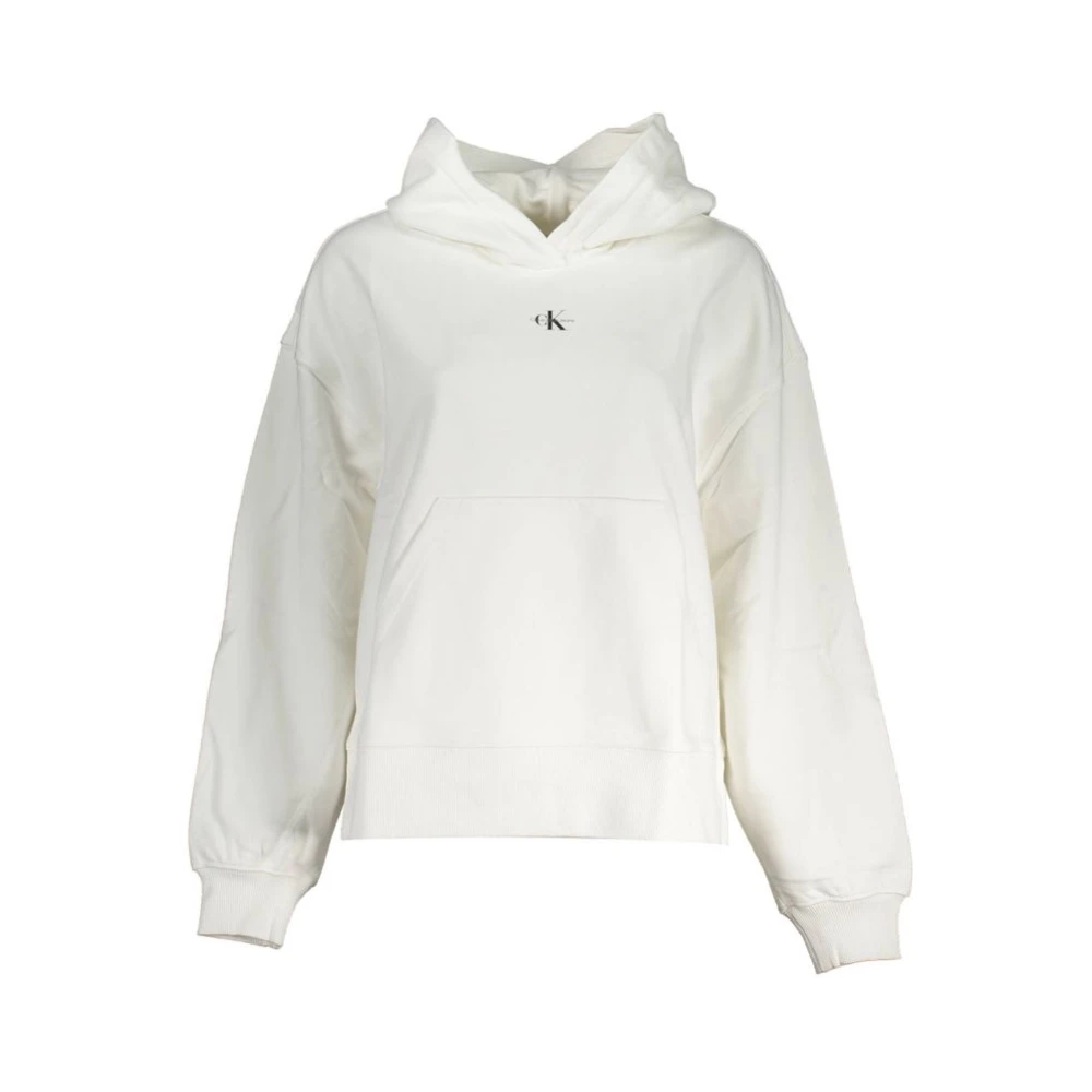Calvin Klein Women's White Cotton Jumper Hoodie - Hoodies - L- Sweatshirts & Hoodies