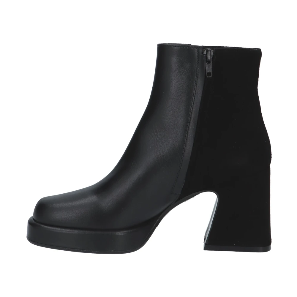 Albano Zwarte Leren Enkellaars Black Dames