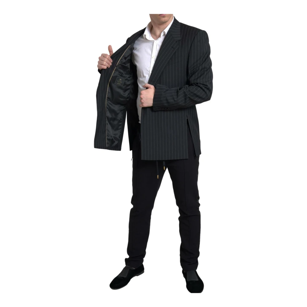 Dolce & Gabbana Zwarte Gestreepte Single-Breasted Blazer Black Heren