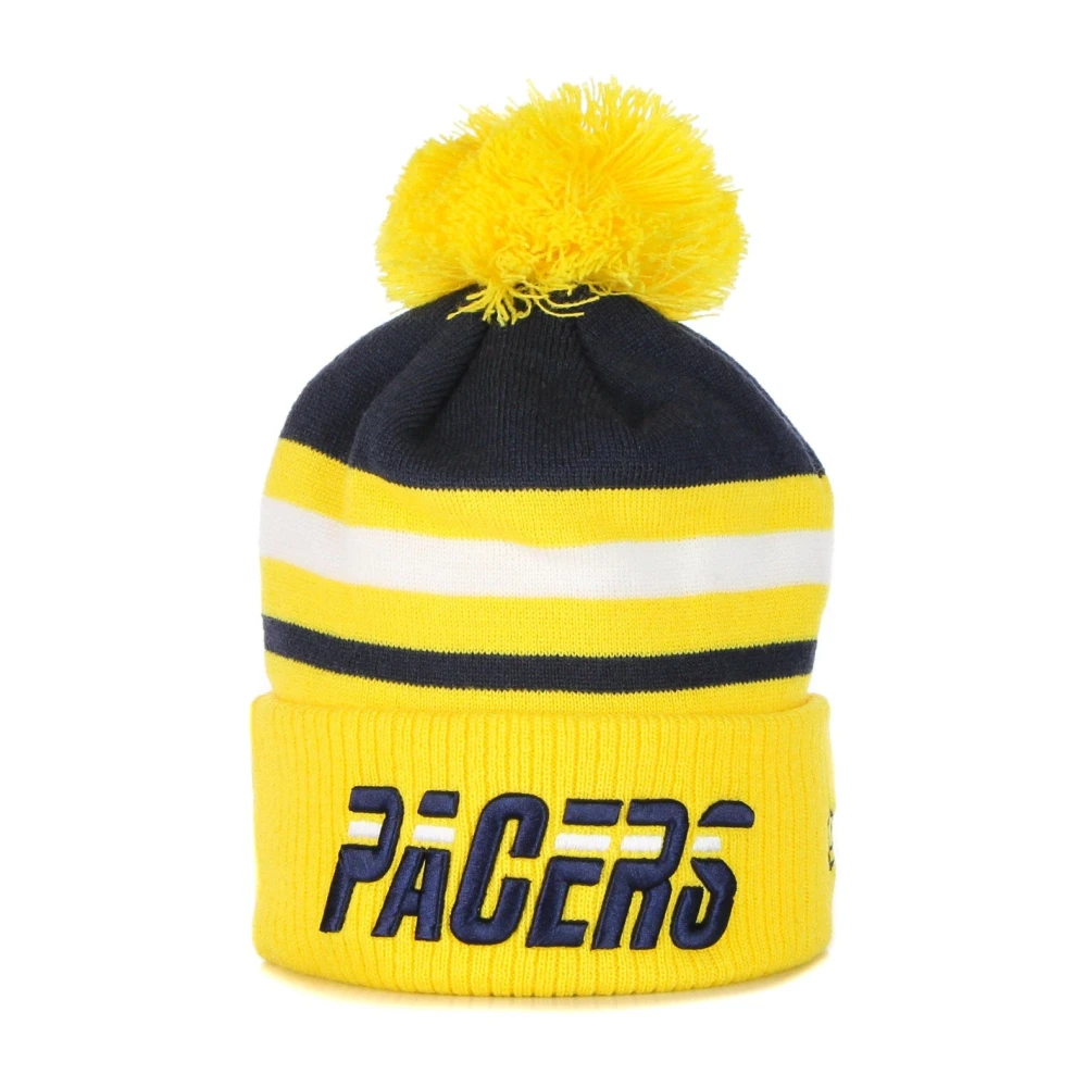 New Era Men's Yellow Nba City Pom Pom Beanie Hat