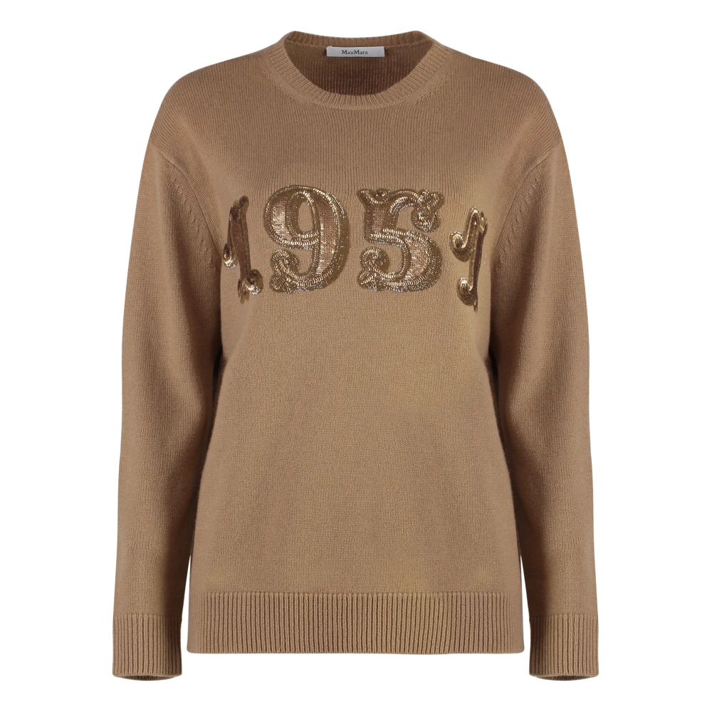 Max Mara Women's Brown Plata Wool And Cashmere Jumper - Round-Neck Knitwear - Xs - Knitwear