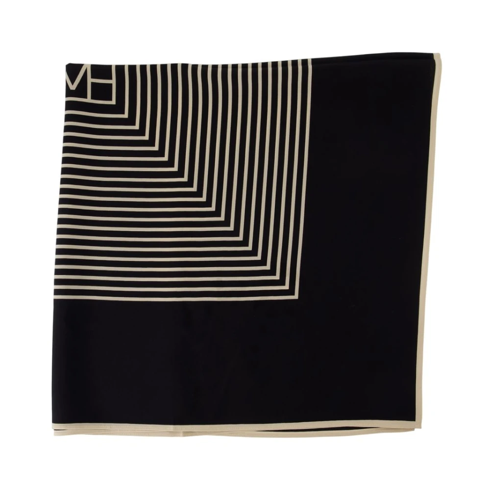 Totême Black Silk Scarves, Female, One Size, Centered Monogram Silk Scarf