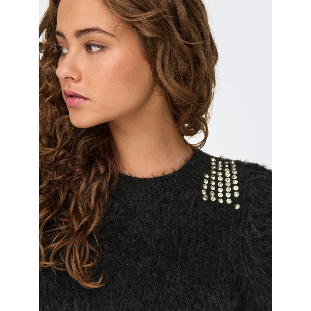 Only Teddy Ronde Hals Trui Vrouw Black Dames