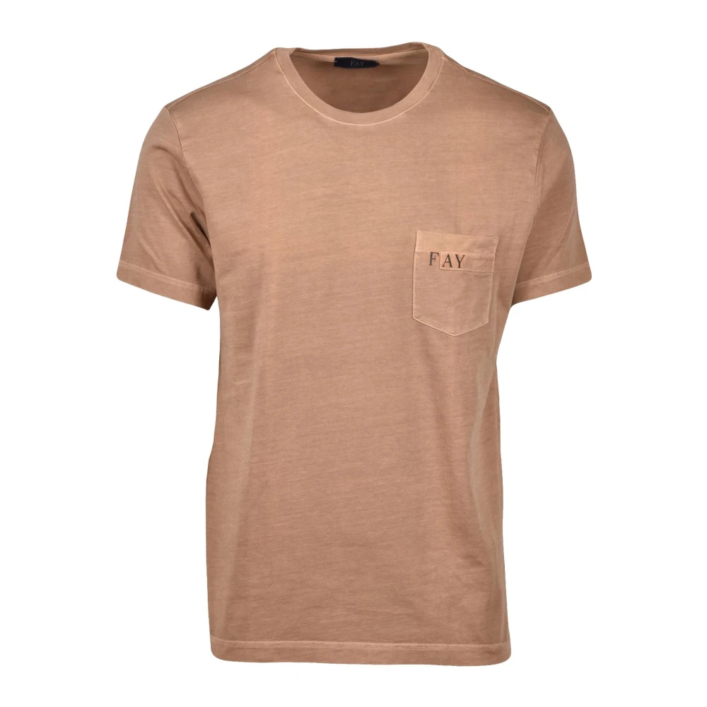 Fay Katoenen T-shirt Brown Heren