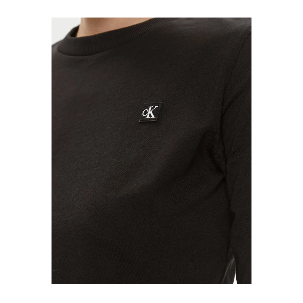 Calvin Klein Korte Mouw Logo Patch T-Shirt Black Dames