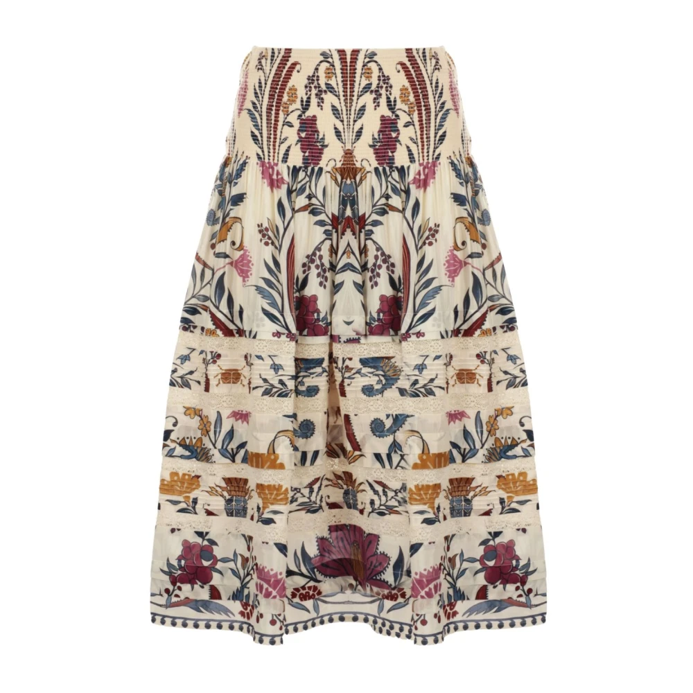 Farm Rio Romantische Crème Midi Rok Beige Dames