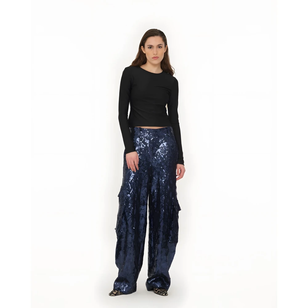 Rotate Birger Christensen Soft Fit Taps Toelopende Broek Blue Dames