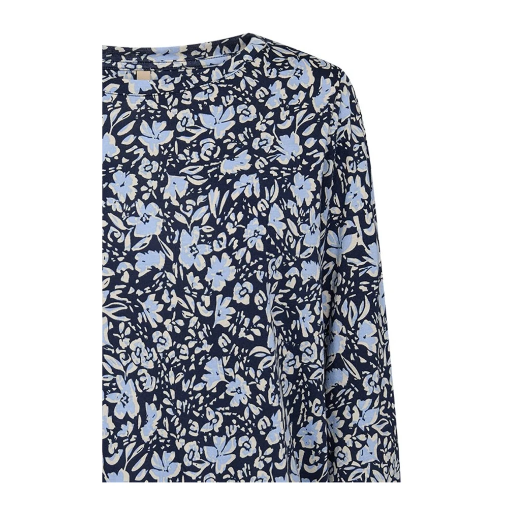 Soyaconcept Bloemenprint Split Hals Shirt Blauw Blue Dames
