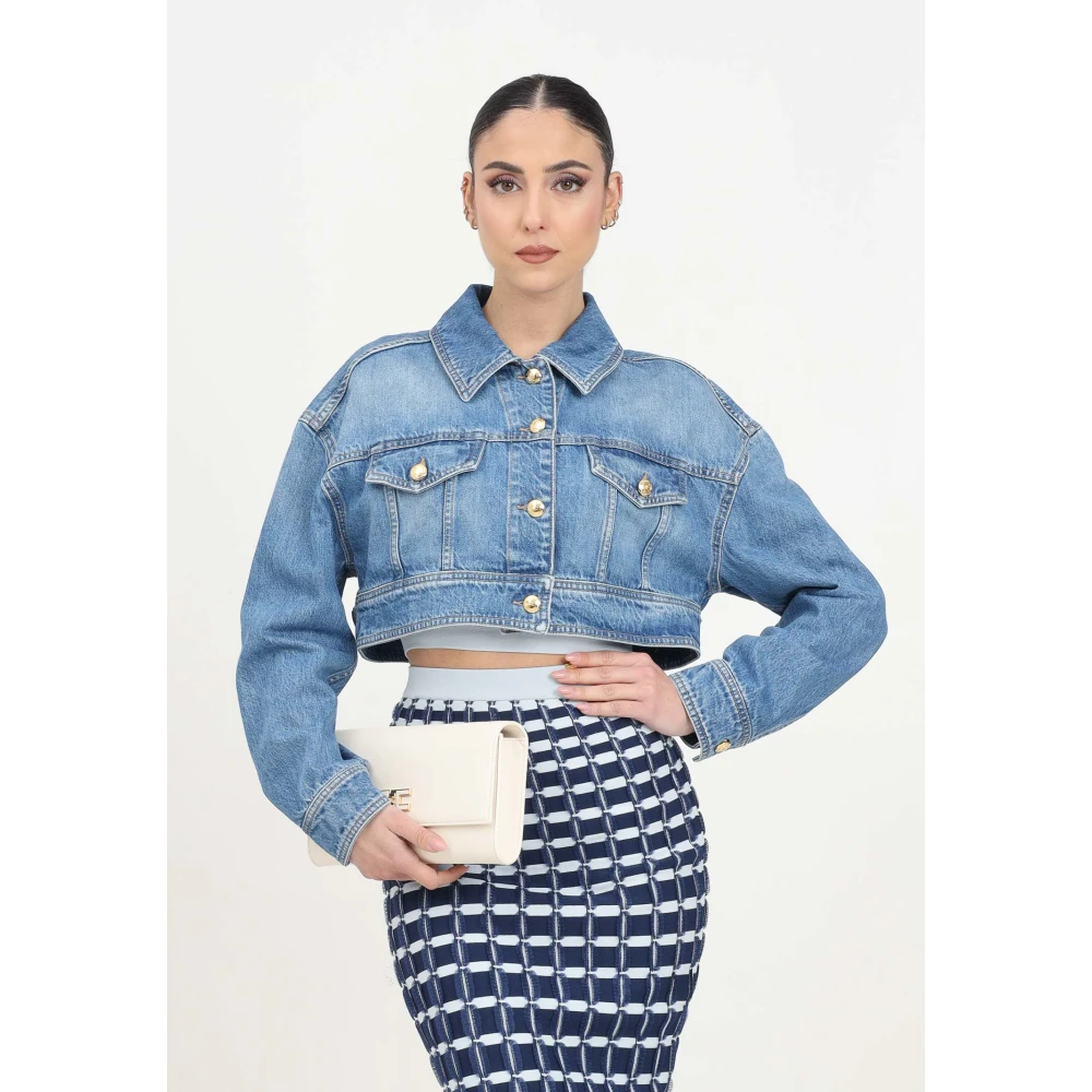 Elisabetta Franchi Blauwe Denim Jas Casual Chic Look Blue Dames
