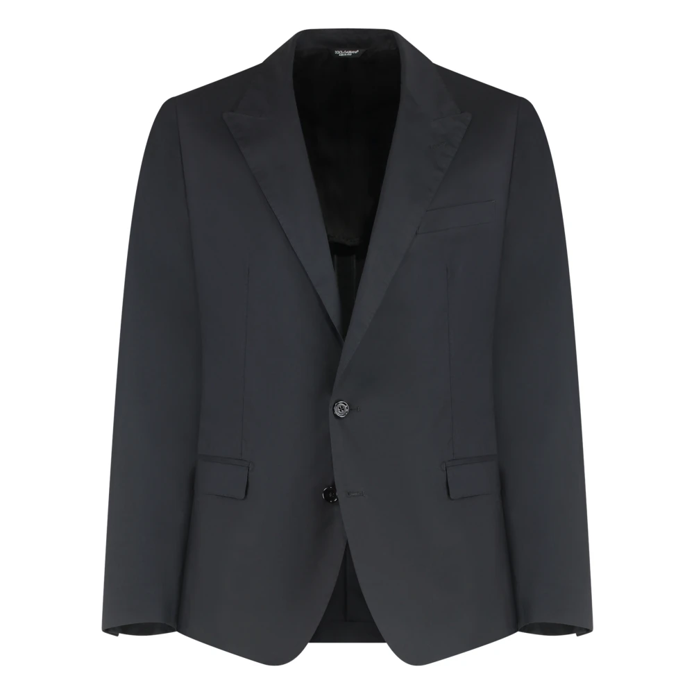 Dolce & Gabbana Men's Black Cotton Jacket With Lapel Collar - Blazers - L - Jackets