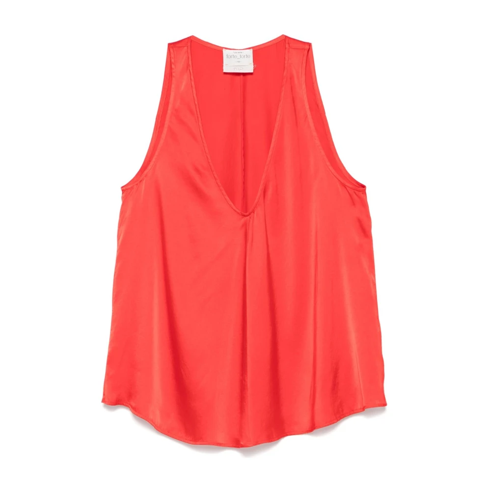 Forte V-hals Mouwloze Top Kardinaal Rood Orange Dames