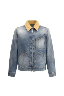 Lyxig Denimjacka med Mockakrage