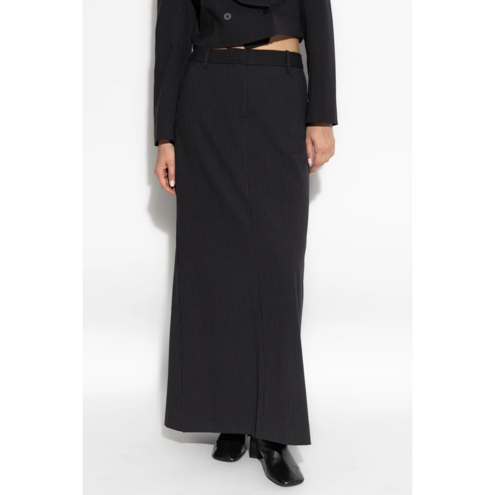 Munthe Rok met gestreept patroon Black Dames