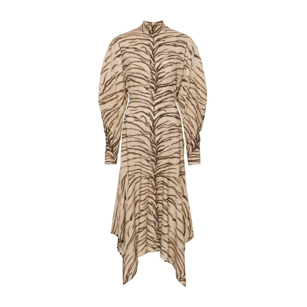 Stella Mccartney Beige Asymmetrische Jurk Achterrits Multicolor Dames
