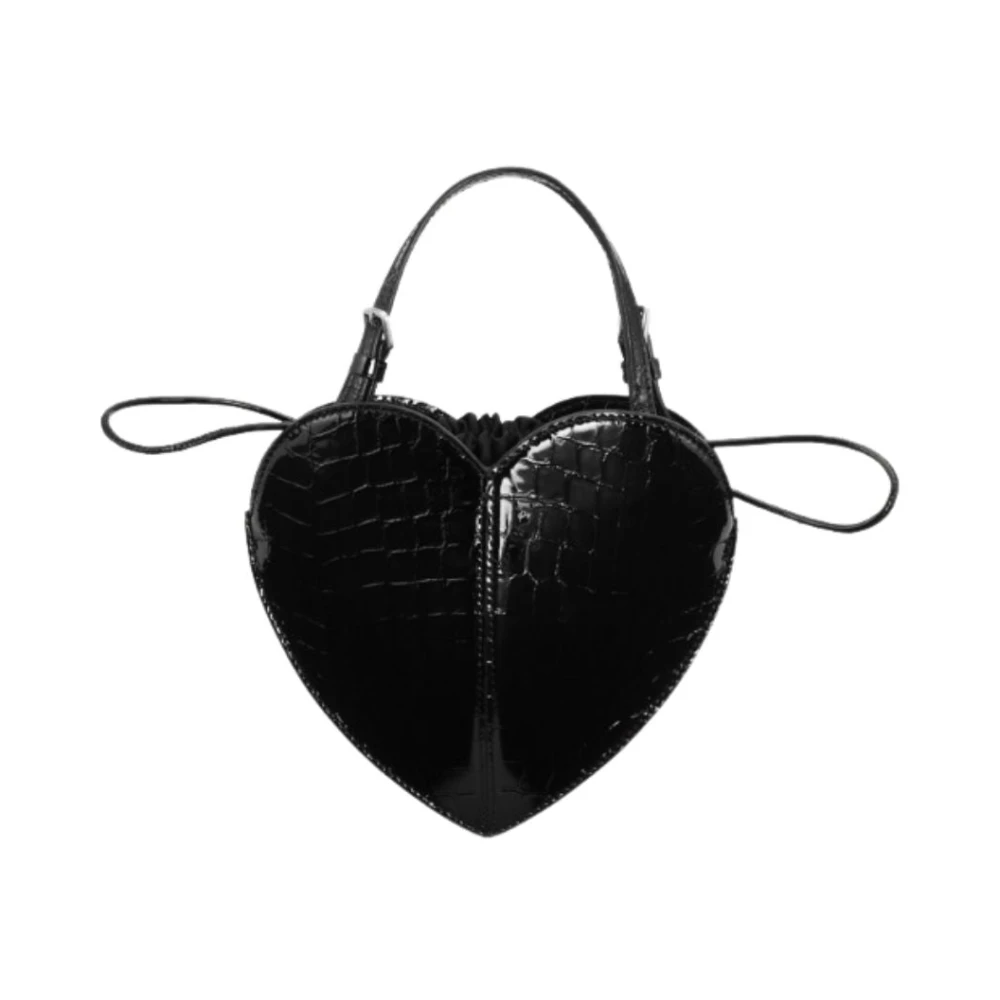 Rotate Birger Christensen Patent Croco Heart Bag - Female - Handbags - Black - One Size - Bags