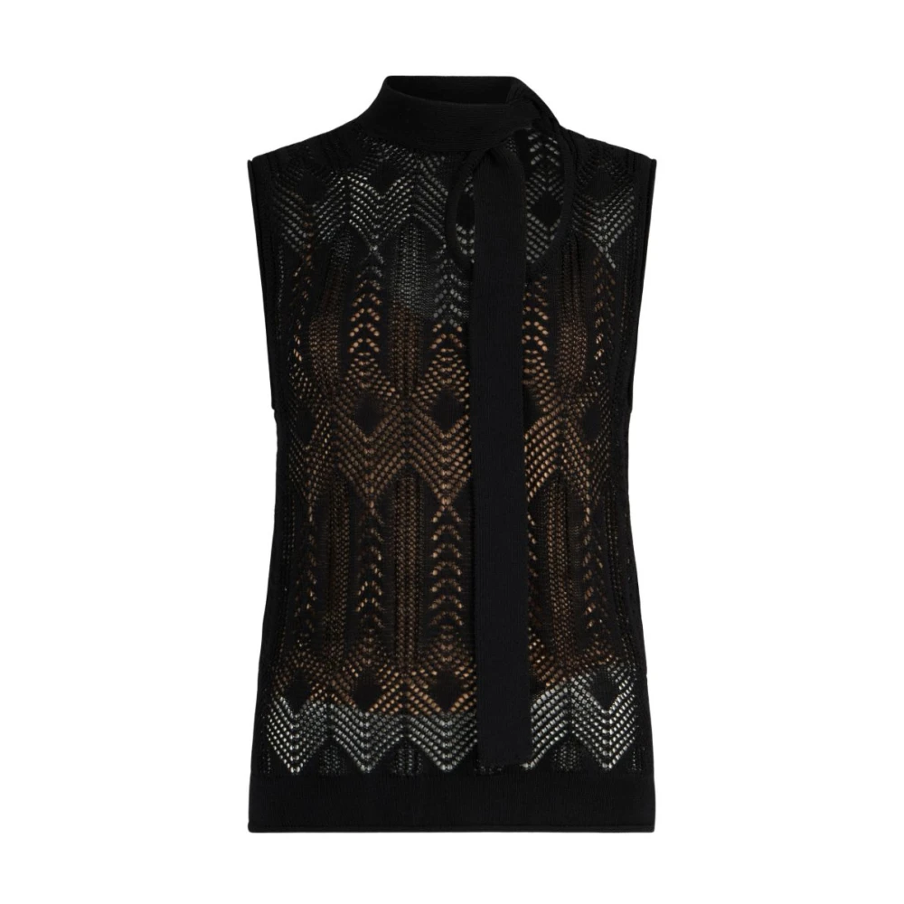 Liu Jo Women's Black Sleeveless Tops, M, Knit Top With Bow