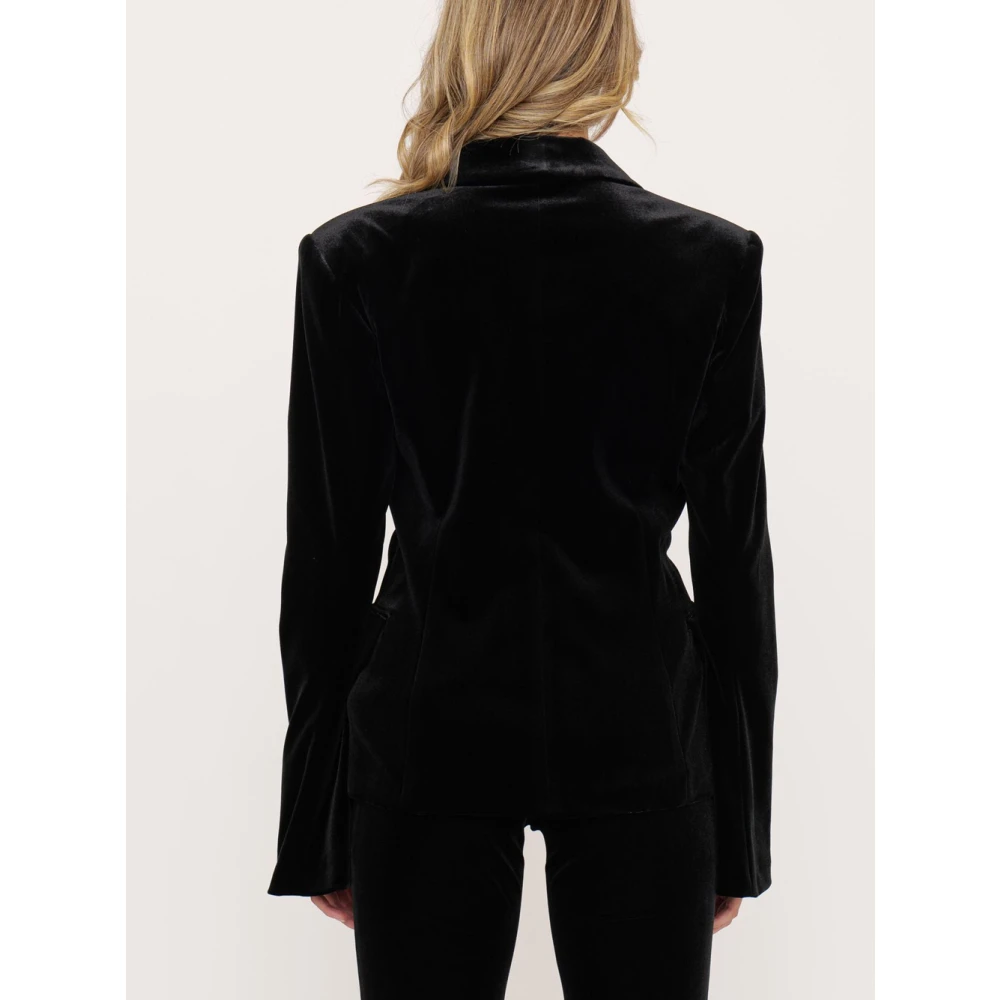 Aniye By Zwarte Fluwelen Blazer met Klassieke Revers Black Dames